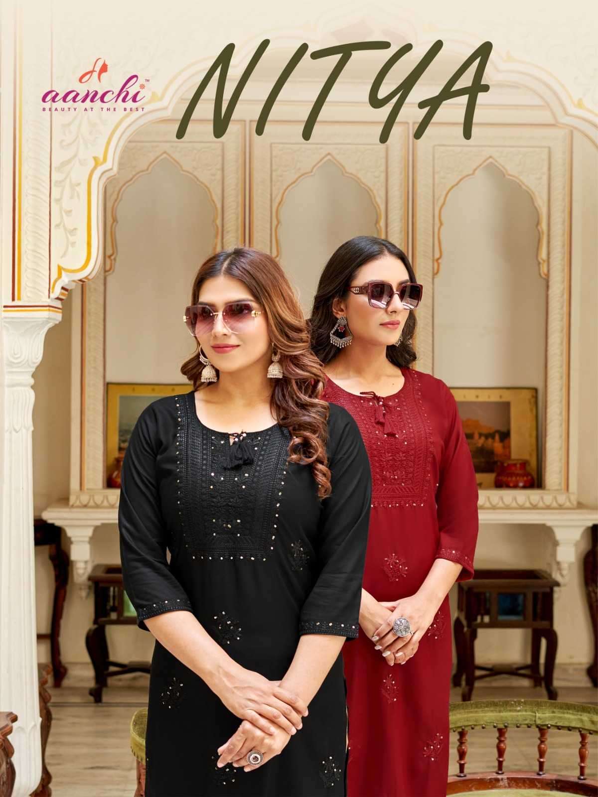 aanchi kurti nitya series 1001-1006 rayon kurti 