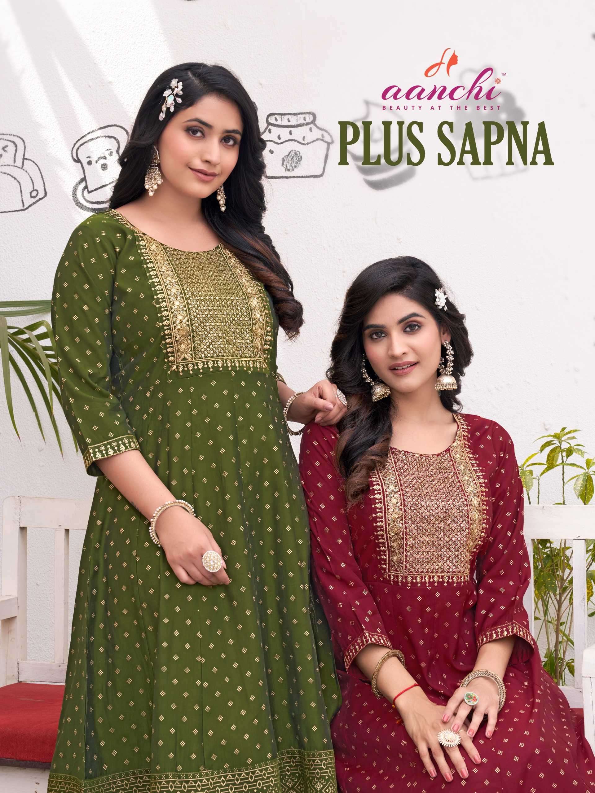 aanchi plus sapna series 1001-1005 roman silk kurti 