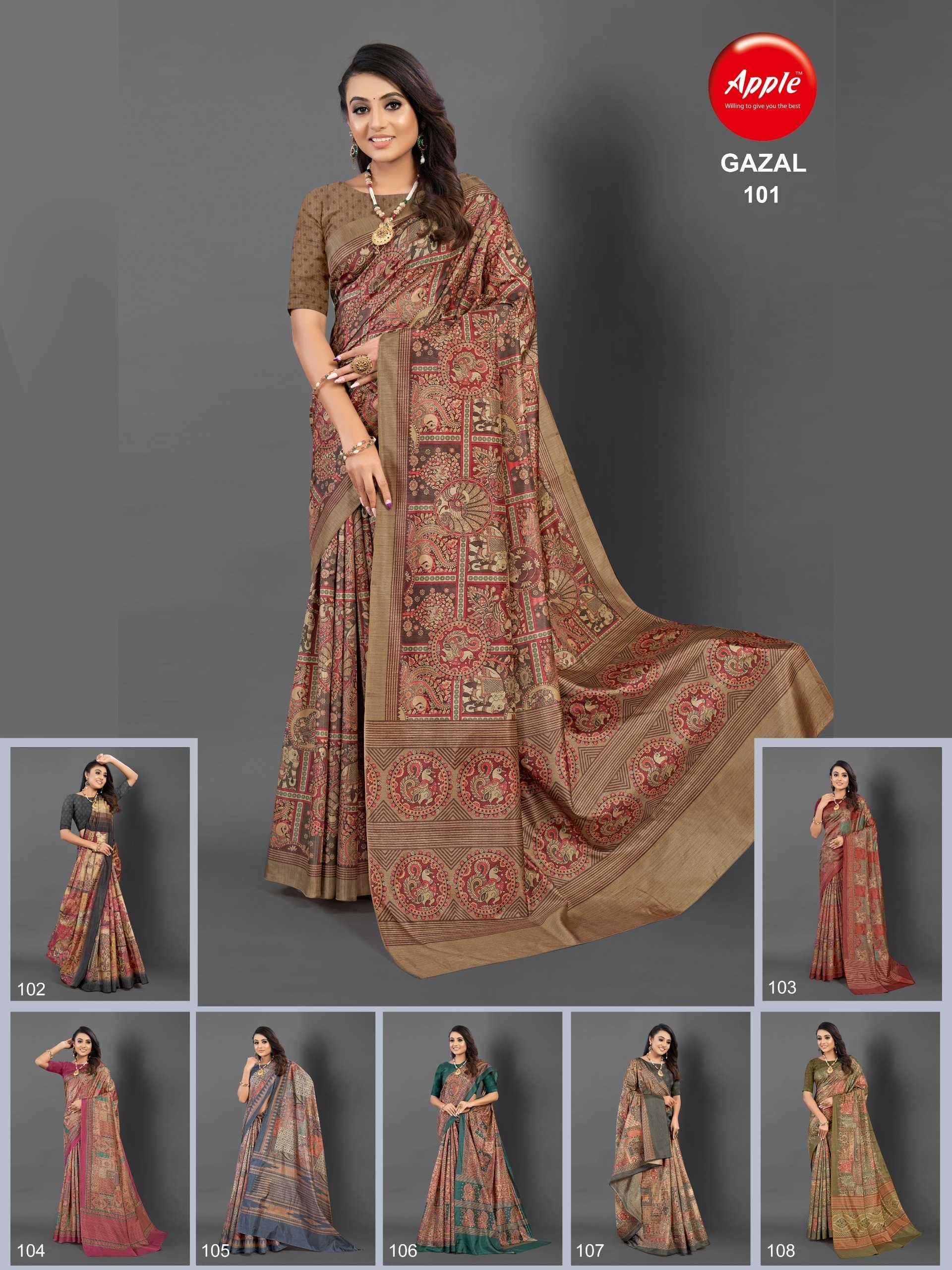 apple gazal vol 1 series 101-108 katki silk saree