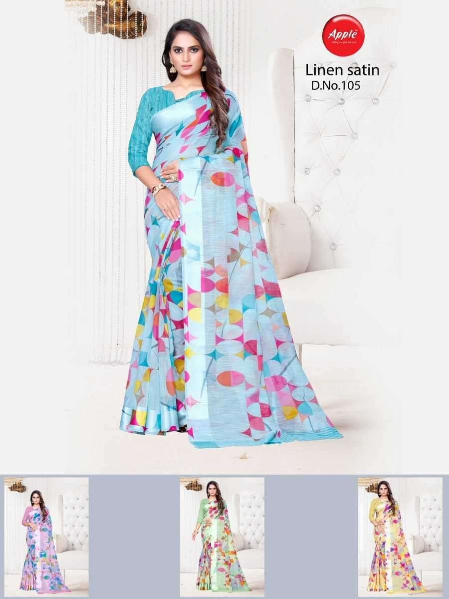 apple sarees linen satin new trendy soft linen saree with blouse