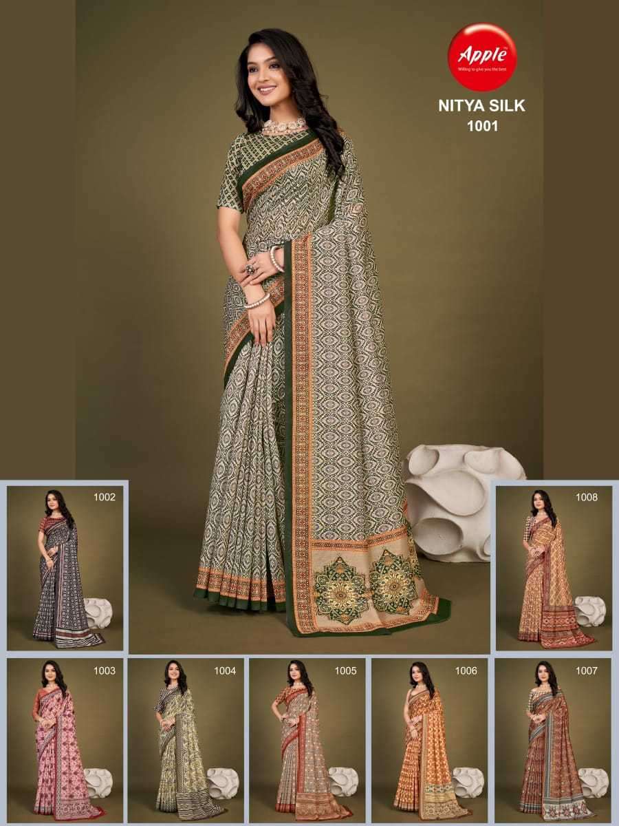 apple sarees nitya silk vol 10 series 1001-1008 chanderi silk saree