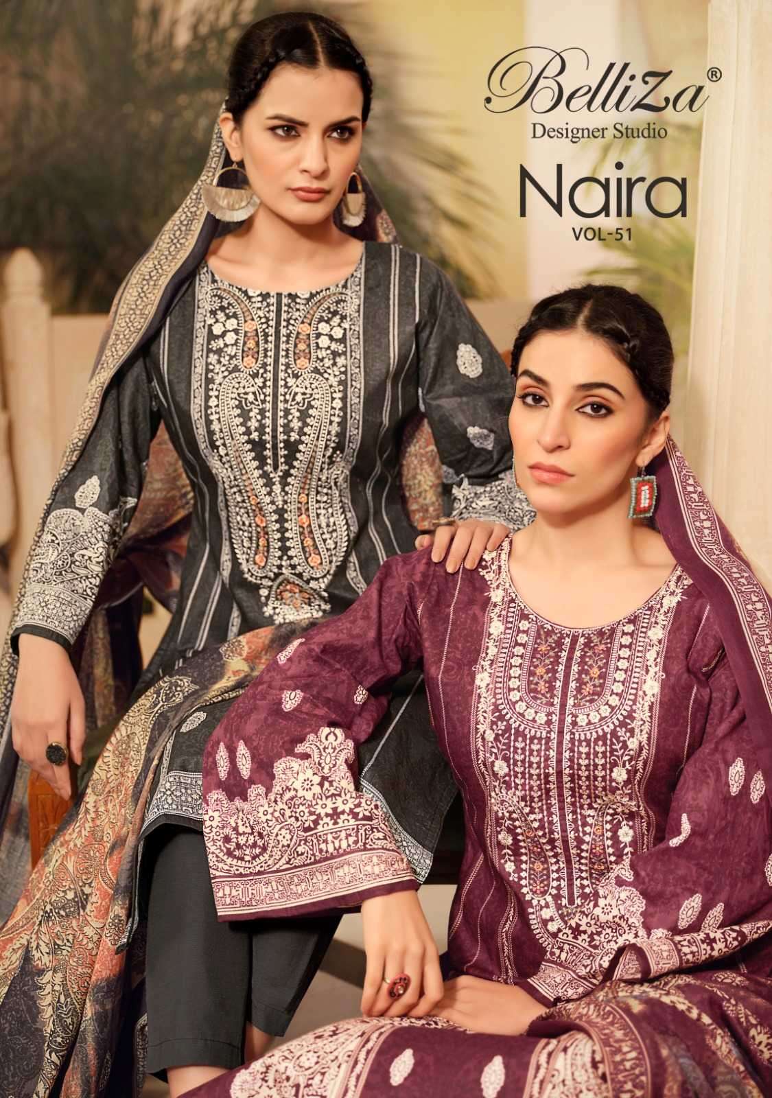 belliza naira vol 51 series 918001-918008 Pure Cotton Digital Prints suit