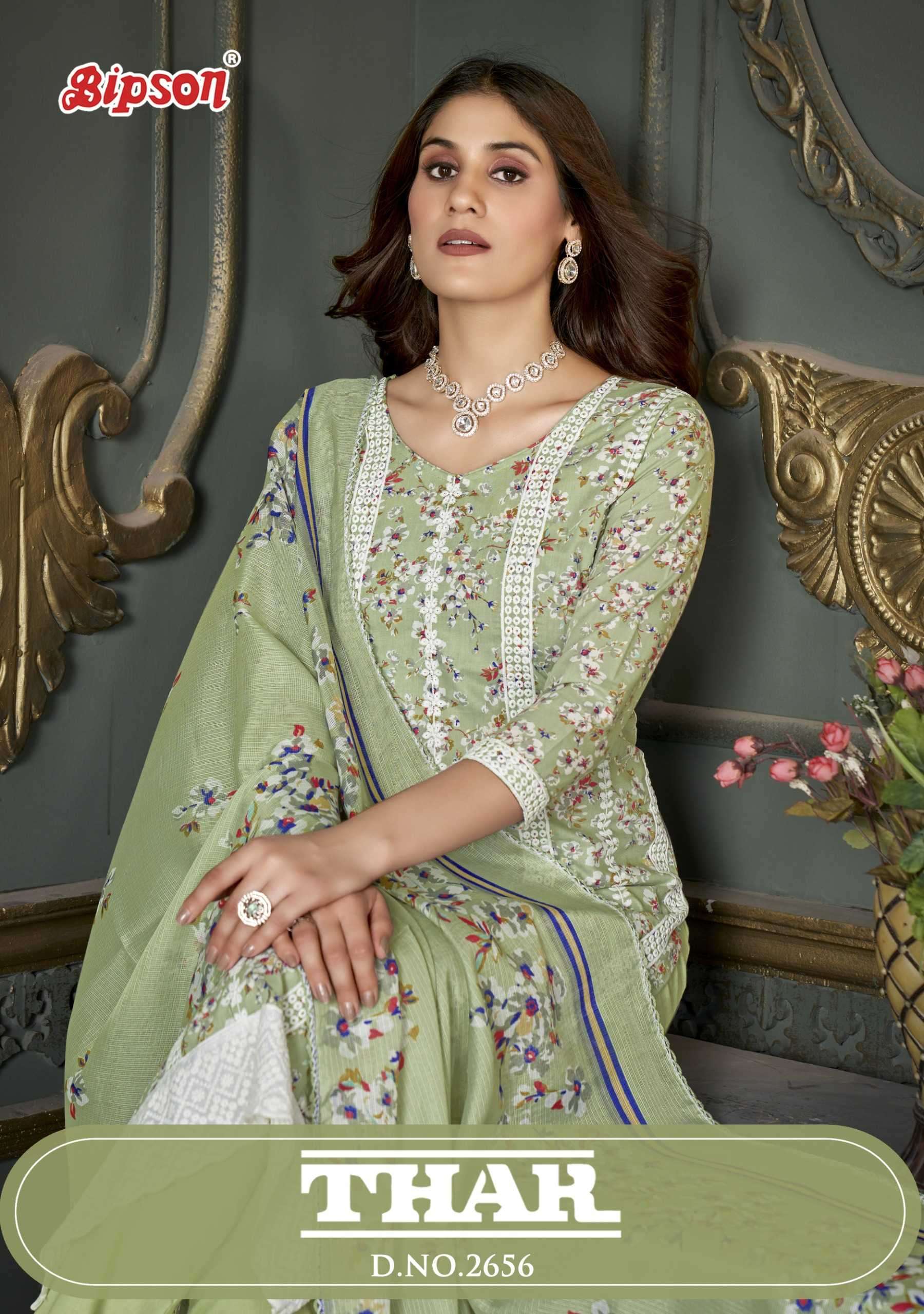bipson print thar 2656 Pure Cotton Print With White Thread Embroidery Work suit