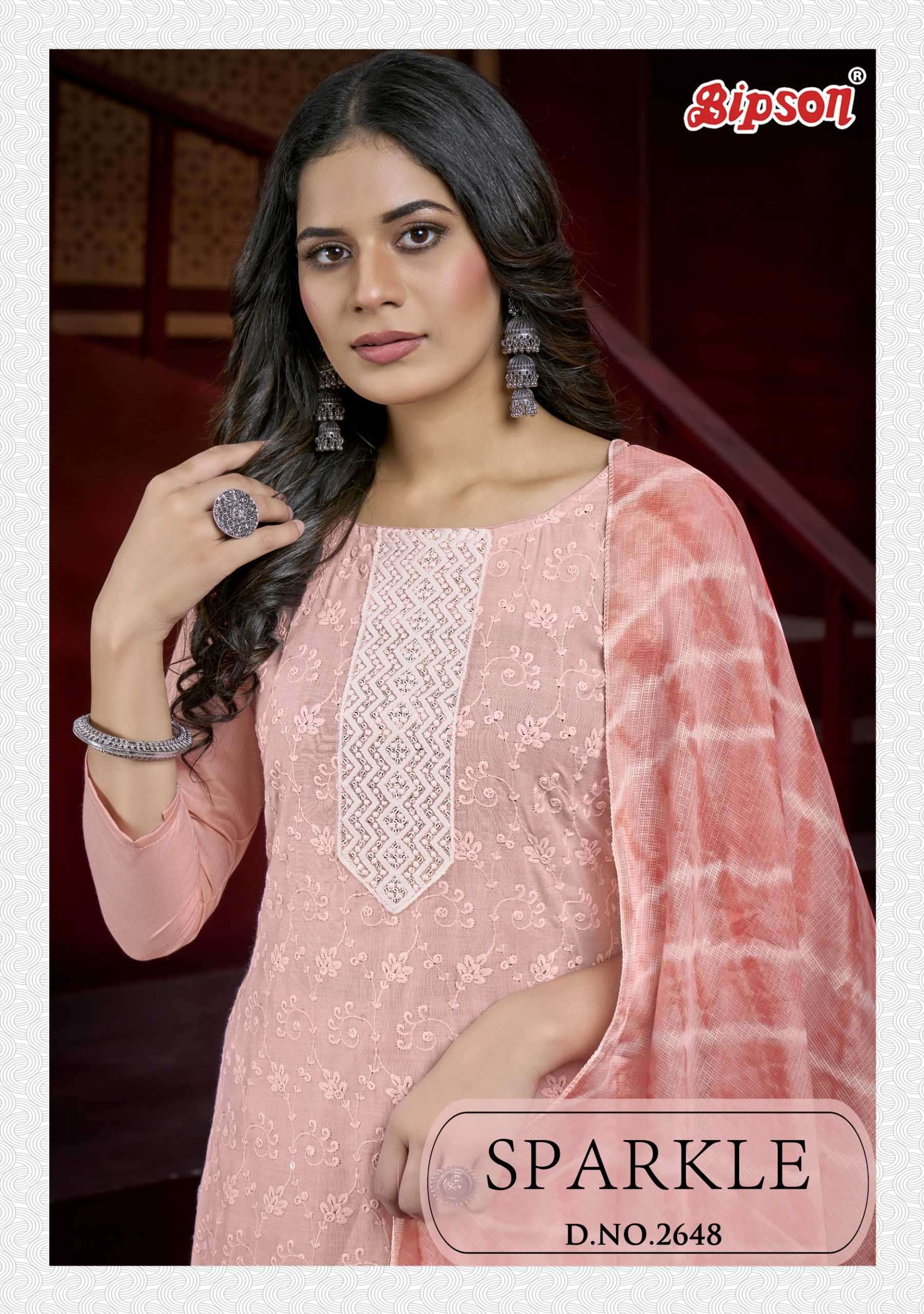 bipson prints 2648 Pure Cotton Sequence Schiffli With Lace Work suit