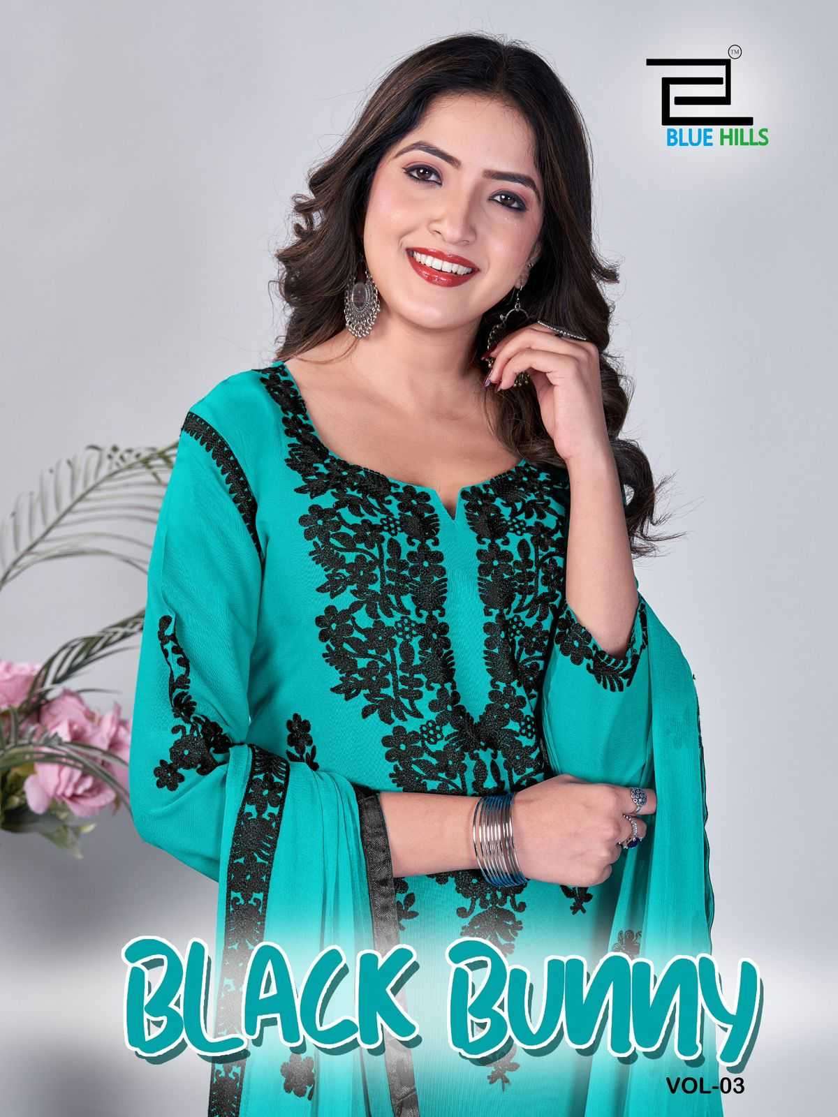 Blue hills black bunny vol 3 series 3001-3005 rayon readymade suit