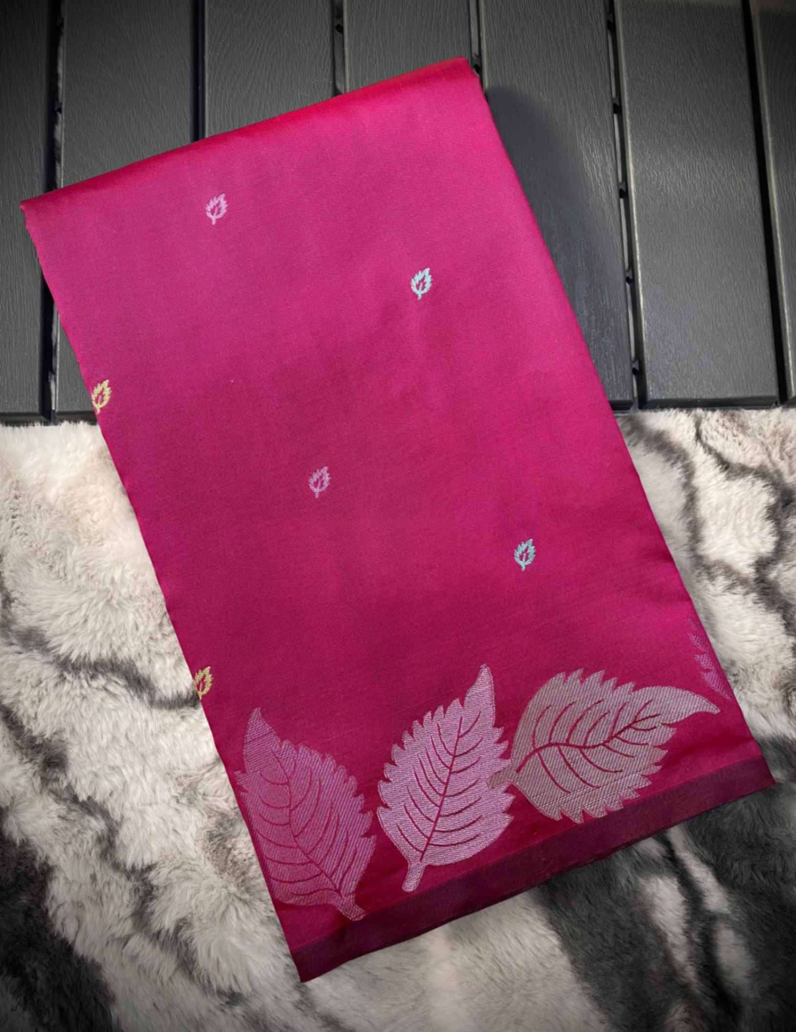 BT-53 leaf designer Pure soft silk saree 