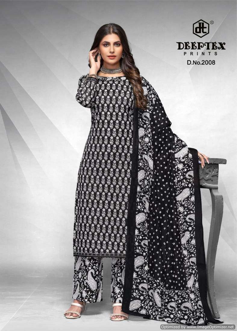 Deeptex Aaliza Black And White Vol-2 series 2001-2010  Pure Cotton suit