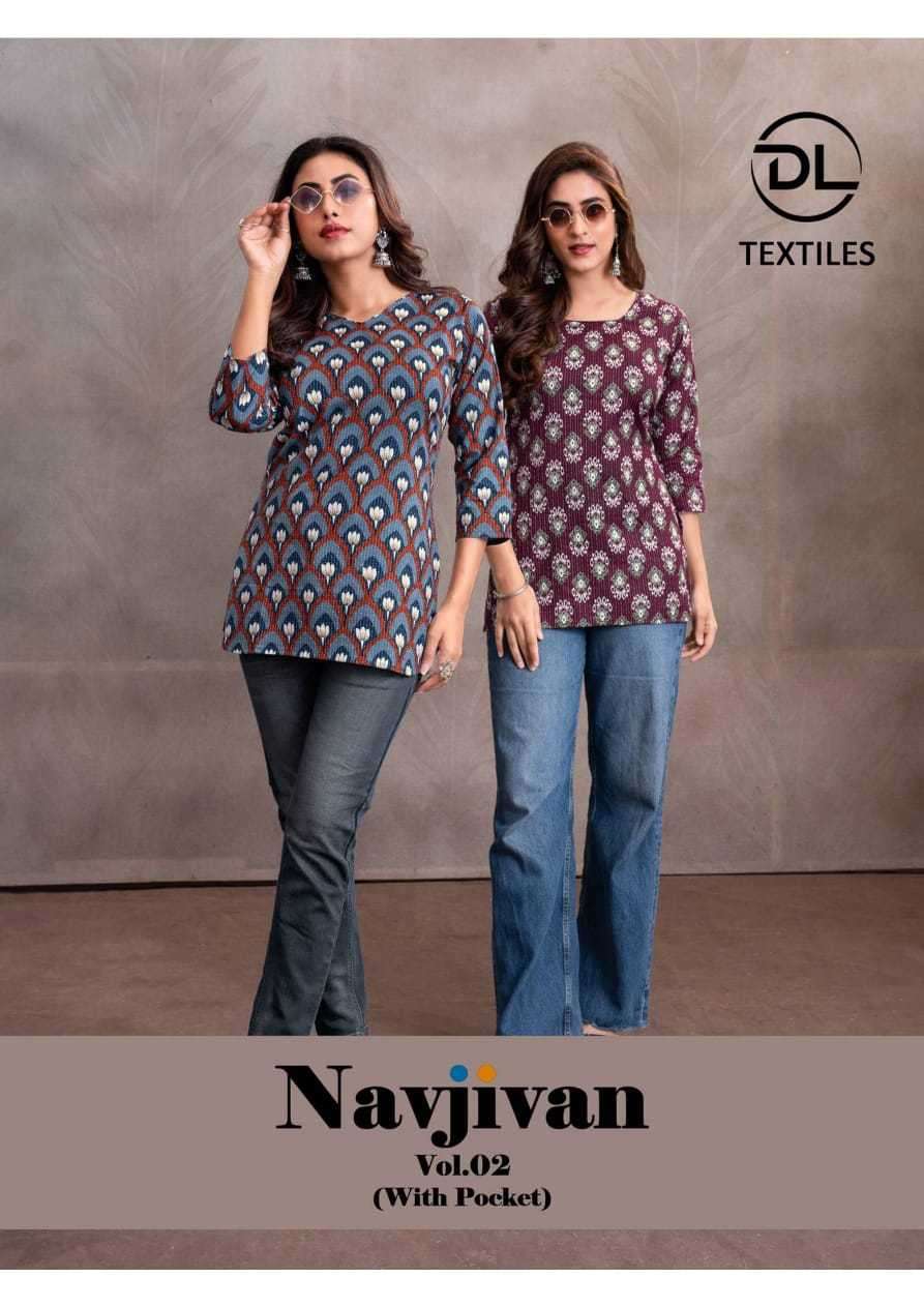 dl textiles navjivan vol 2 series 1001-1010 heavy katha cotton top 