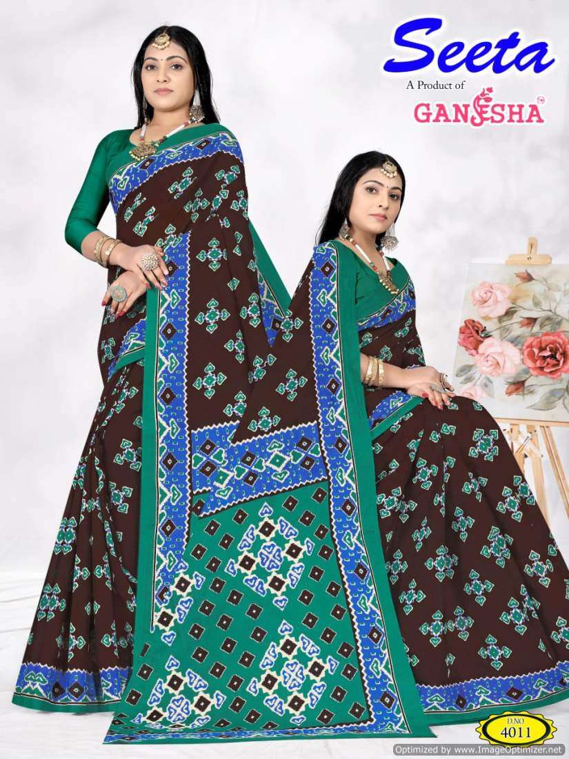 Ganesha Seeta Vol-4 series 4001-4010  Pure Cotton Printed saree