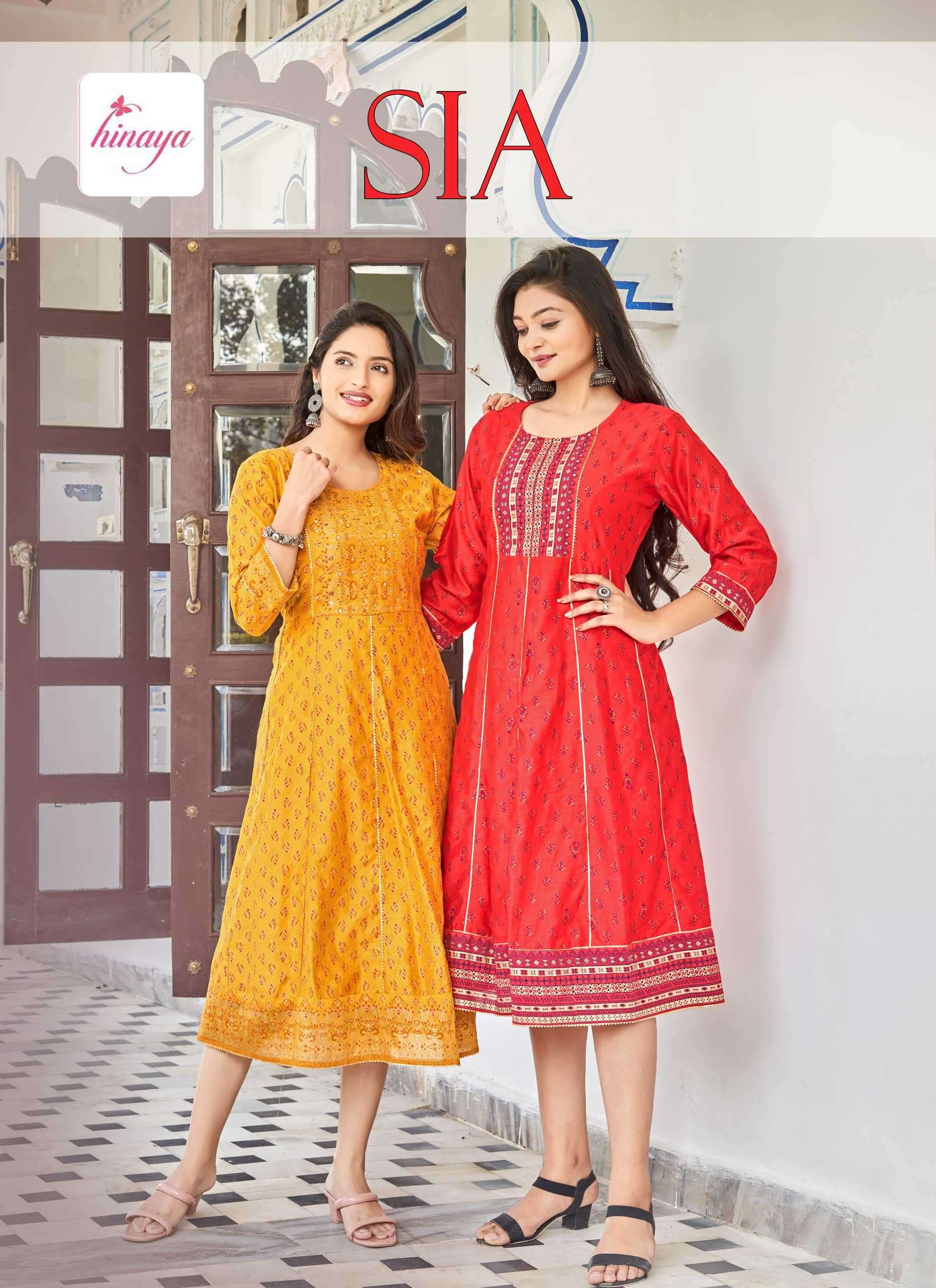 hinaya sia series 1001-1005 Trendy Long Chanderi silk kurti