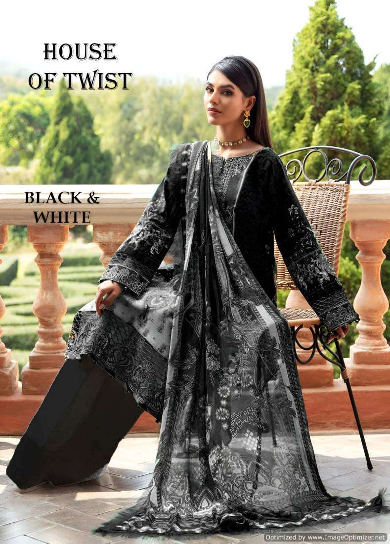 House Of Twist Black And White series 4001-4006 Pure Cotton Digital Printed suit