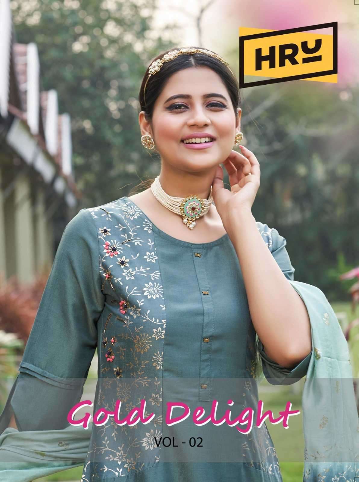 hru gold delight vol 2 Viscose Chanderi readymade suit 