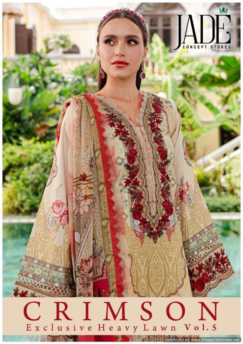 Jade Crimson Vol-5 series 501-506 Heavy Lawn Cotton Printed suit