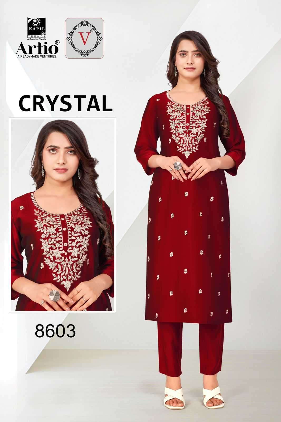 kapil trendz crystal series 8601-8610 rangila silk kurti 