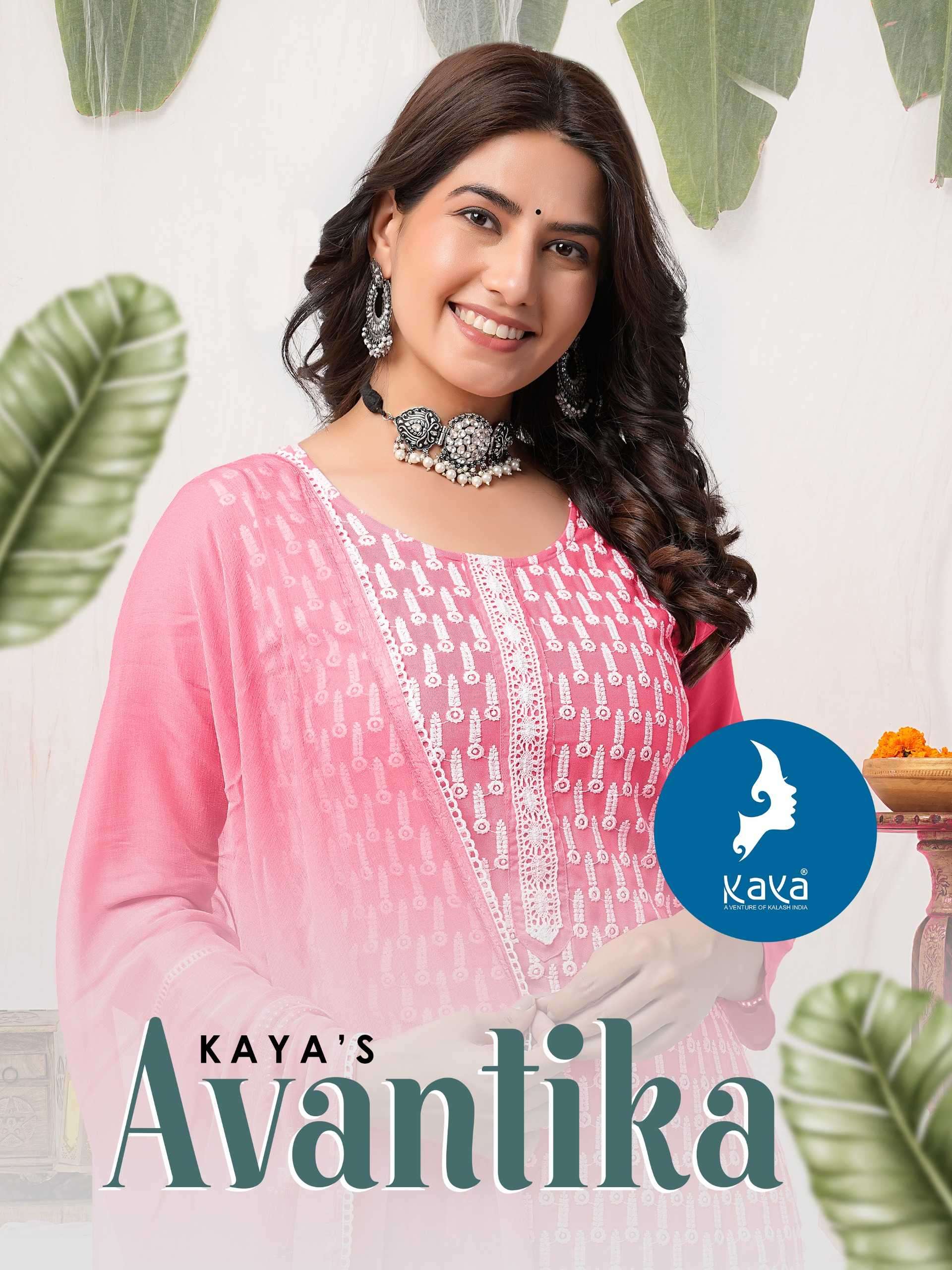 kaya avantika series 01-08 rayon readymade suit 