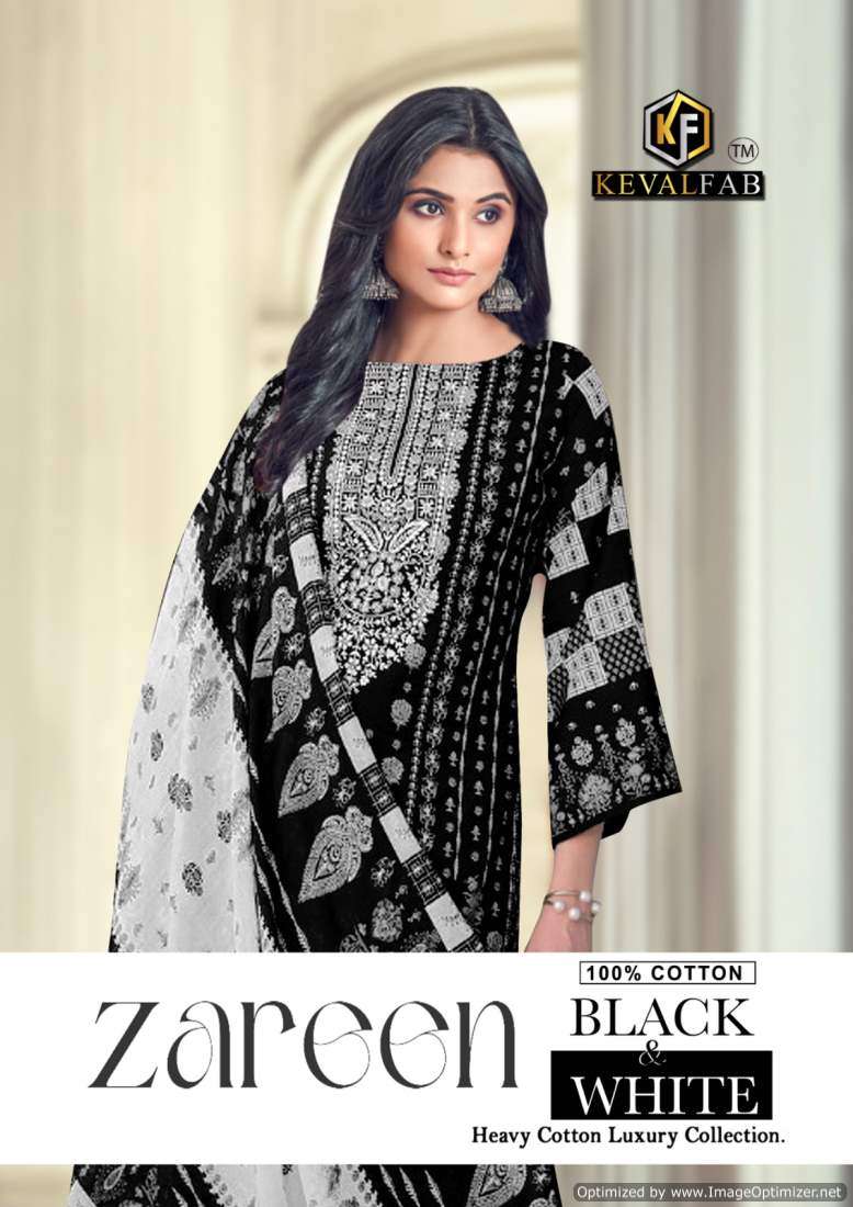 Keval Zareen Black And White series 1001-1004 Heavy Cotton Printed suit