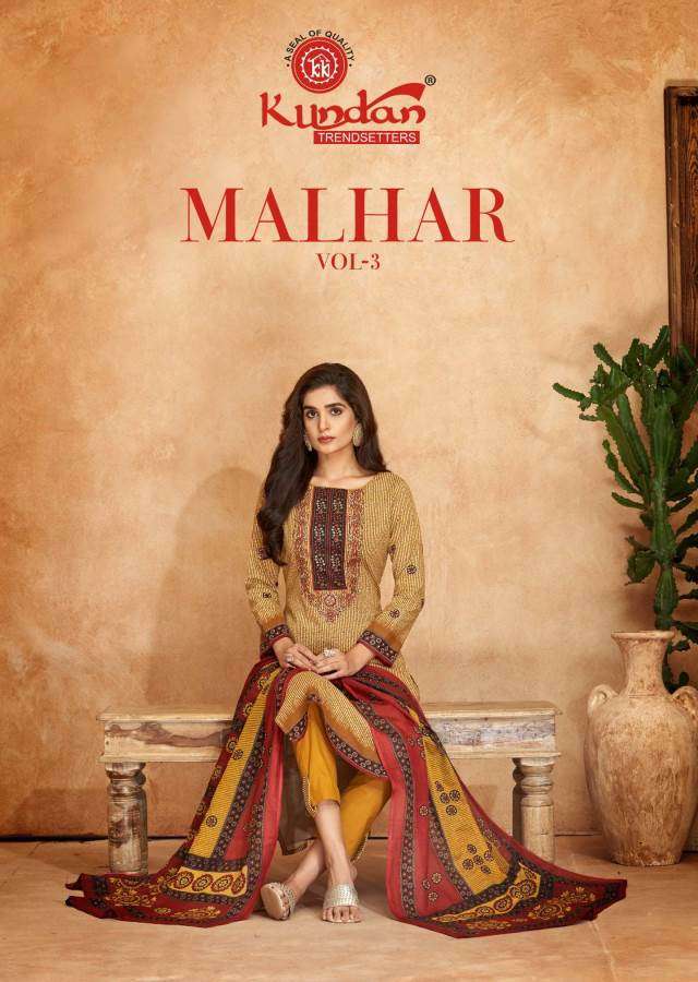 Kundan Malhar Vol-3 series 3001-3010 Pure Cotton readymade suit 