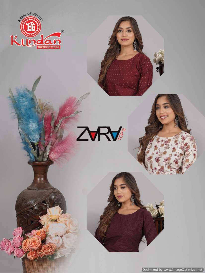 Kundan Zara Vol-1 series 1001-1012 Fancy Top With Poplin Cotton