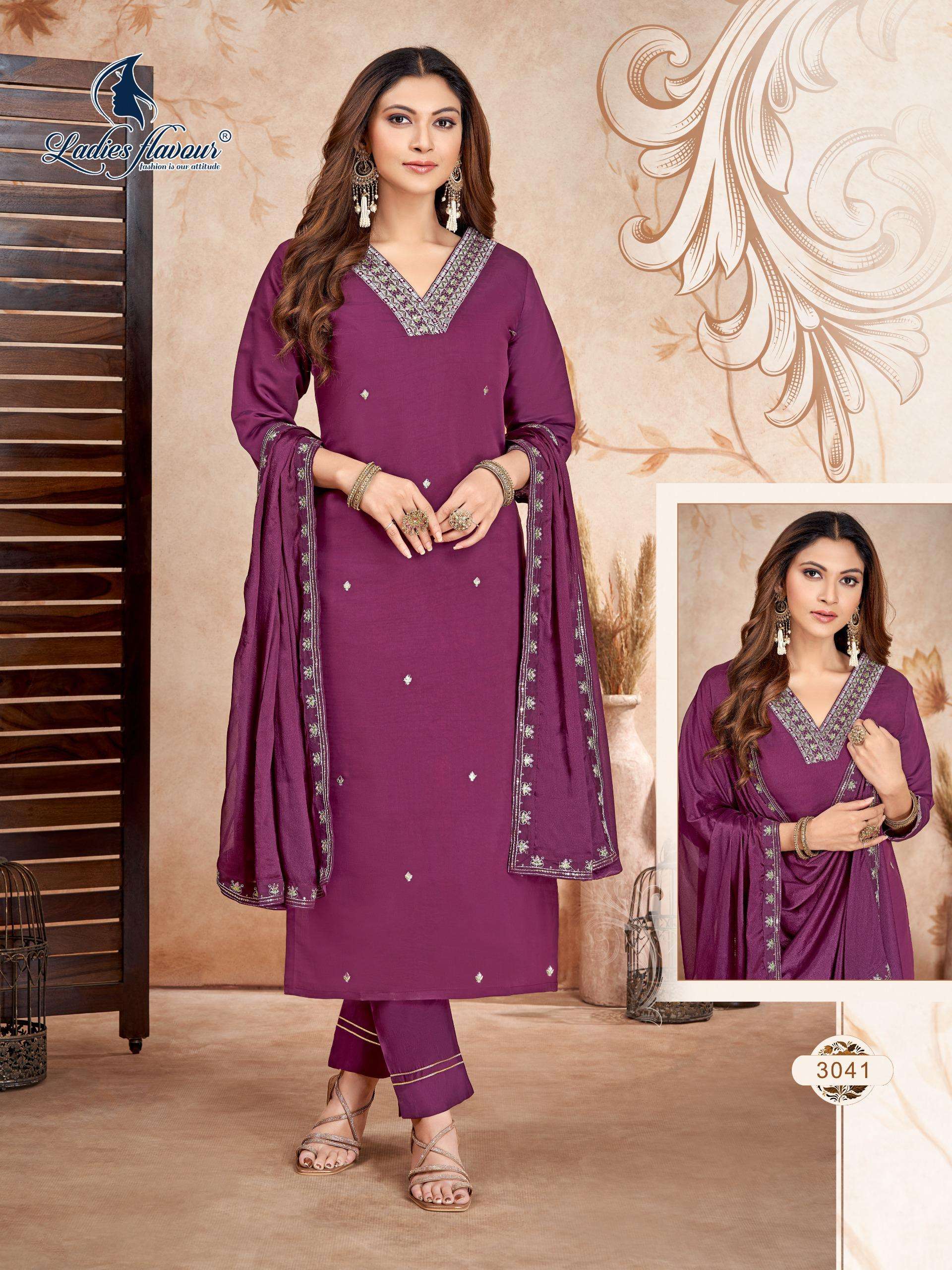 ladies flavour 3039 To 3042 roman readymade suit 