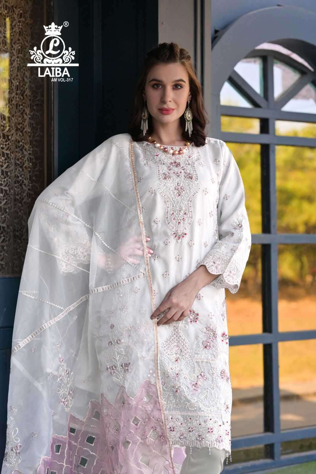laiba am vol 317 Pure organza with crepe inner readymade suit 