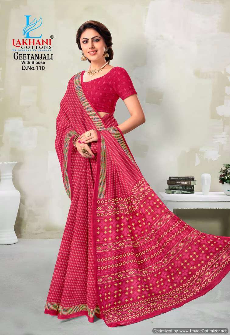 Lakhani Geetanjali series 108-117 Heavy Cotton Printed saree