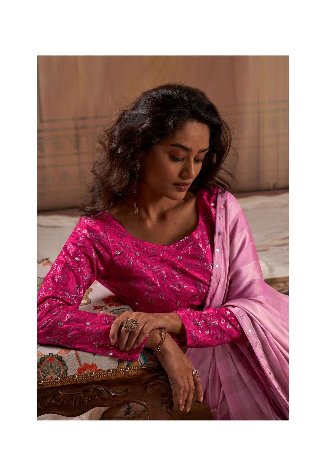 LT Fabrics BANAZA designer Fancy Silk Touch Pattern Fabric saree