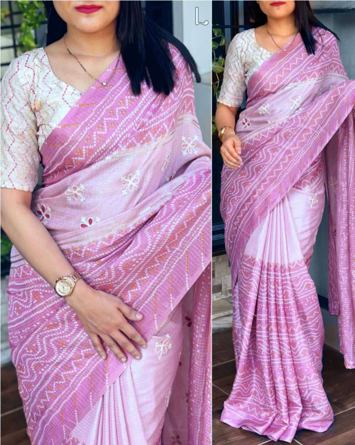 Mani designer Kota linen self checks saree with blouse
