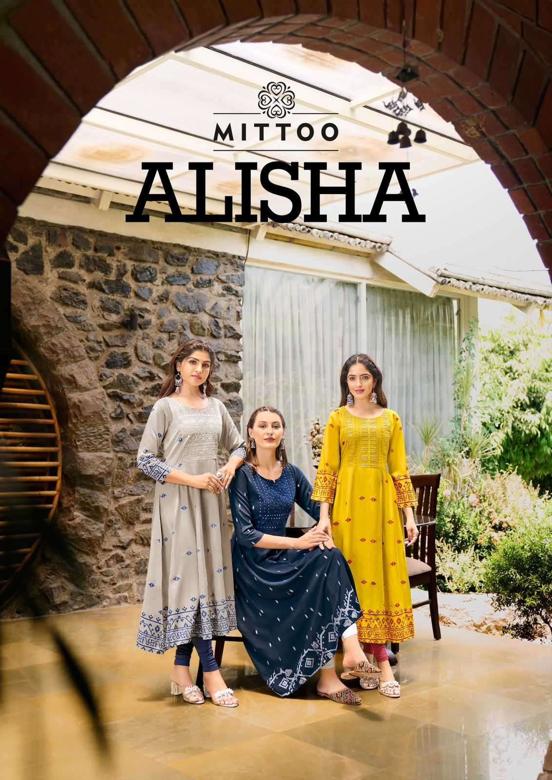mittoo alisha series 1001-1004 Rayon Print With Work kurti