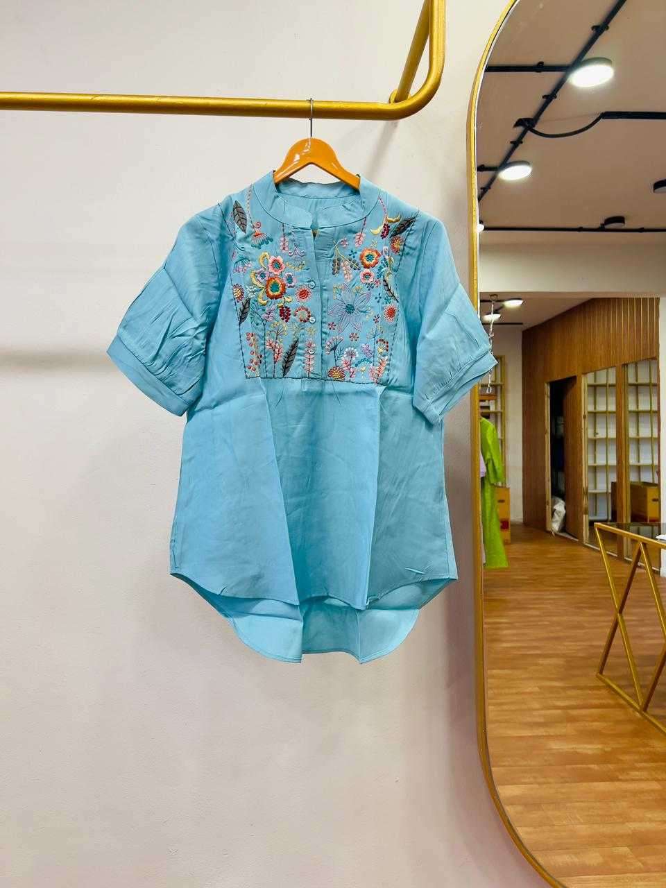 pr decent embroidery Premium quality cotton viscous fabric tops