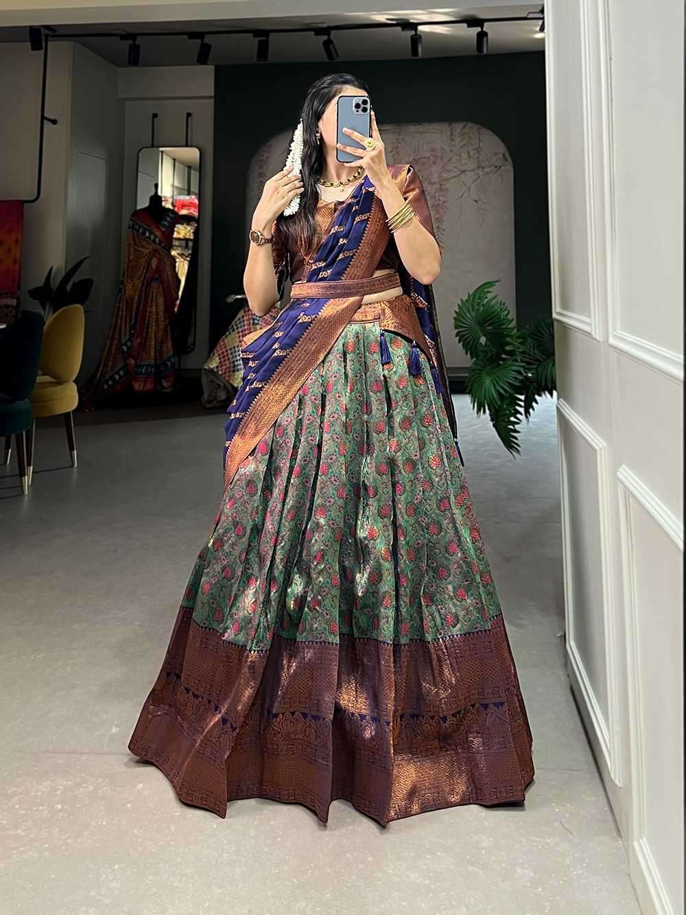 pr lnb2000nbl Weaving Silk Jacquard lehenga