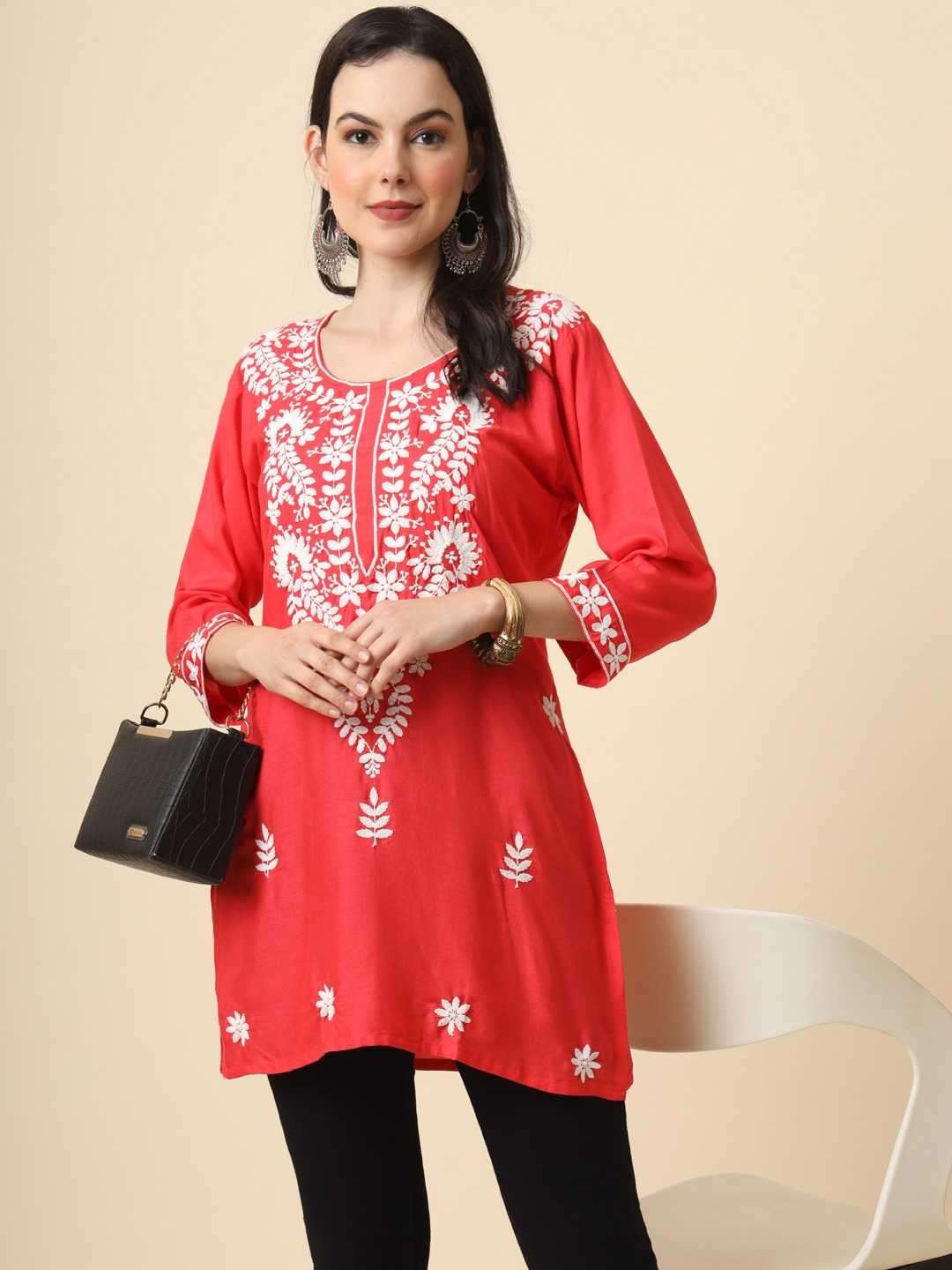 pr viha vol 2 Rayon Lucknowi chickenkari work kurti