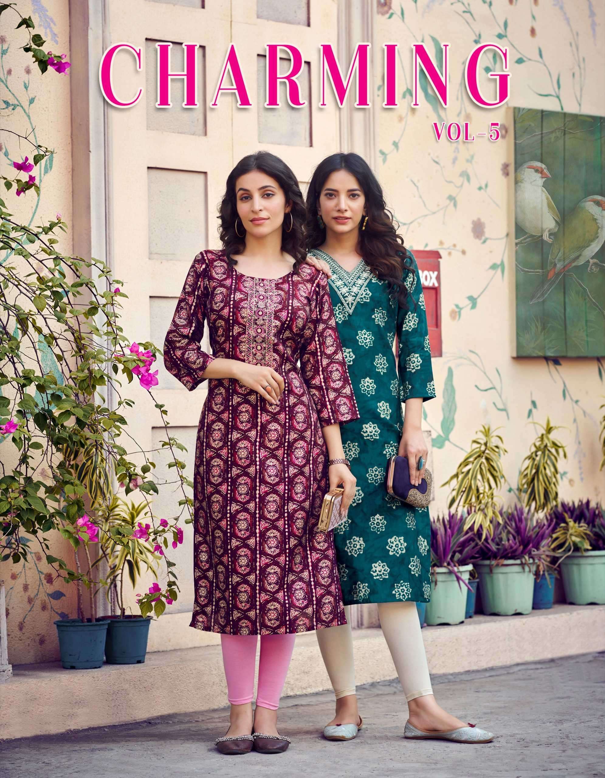 radhika charming vol 5 series 5001-5006 modal chanderi kurti 
