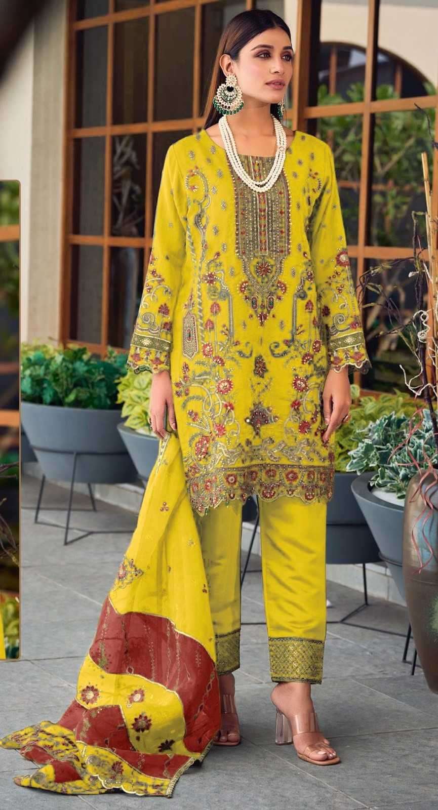 ramsha R-1128 organza embroidery readymade suit 
