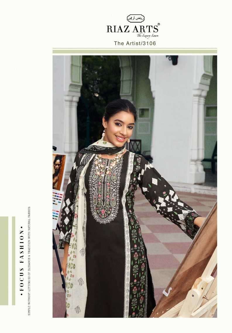 riaz arts the artist series 3101-3108 pure karachi lawn suit 