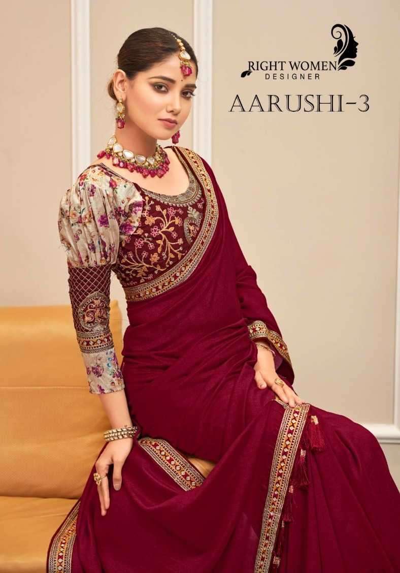 right women aarushi vol 3 series 81911-81918 two tone vichitra saree