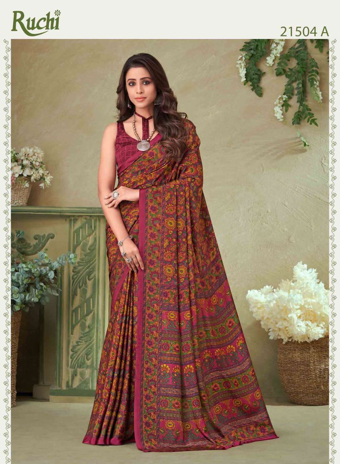 RUCHI UNIFORM HIT DESIGNS designer Silk Crepe saree