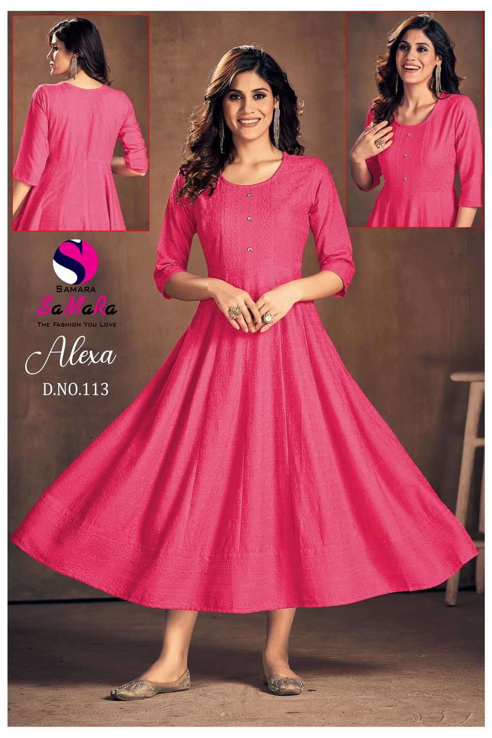 samara alexa rayon with shiffli work kurti 