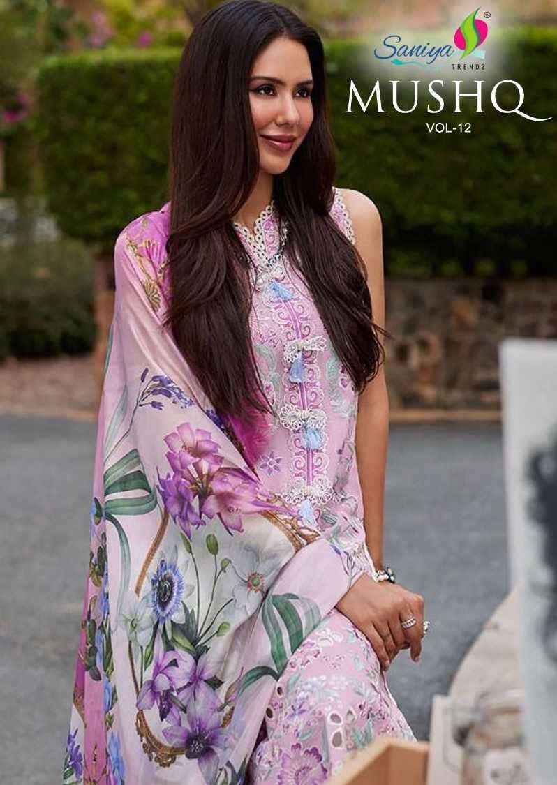 saniya trendz mushq vol 12 series 12001-12002 cotton suit 