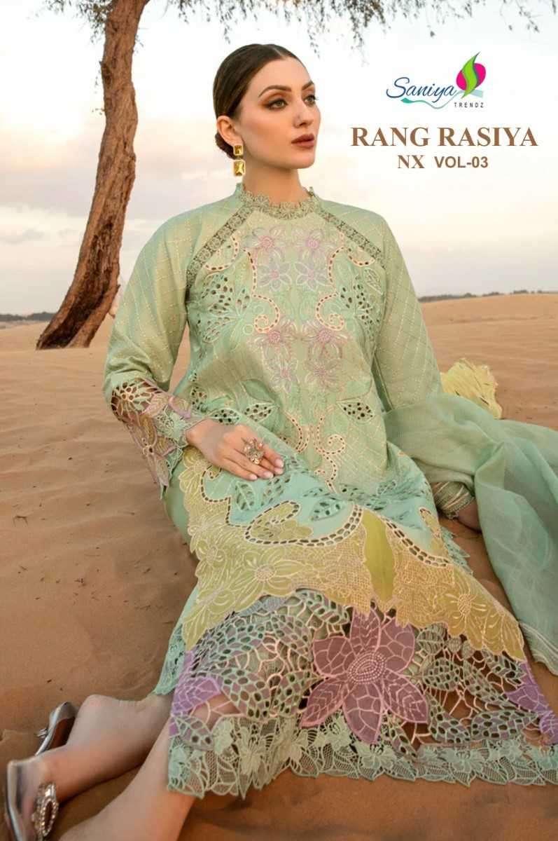 saniya trendz rang rasiya nx vol 3 series 3001-3003 cotton suit 