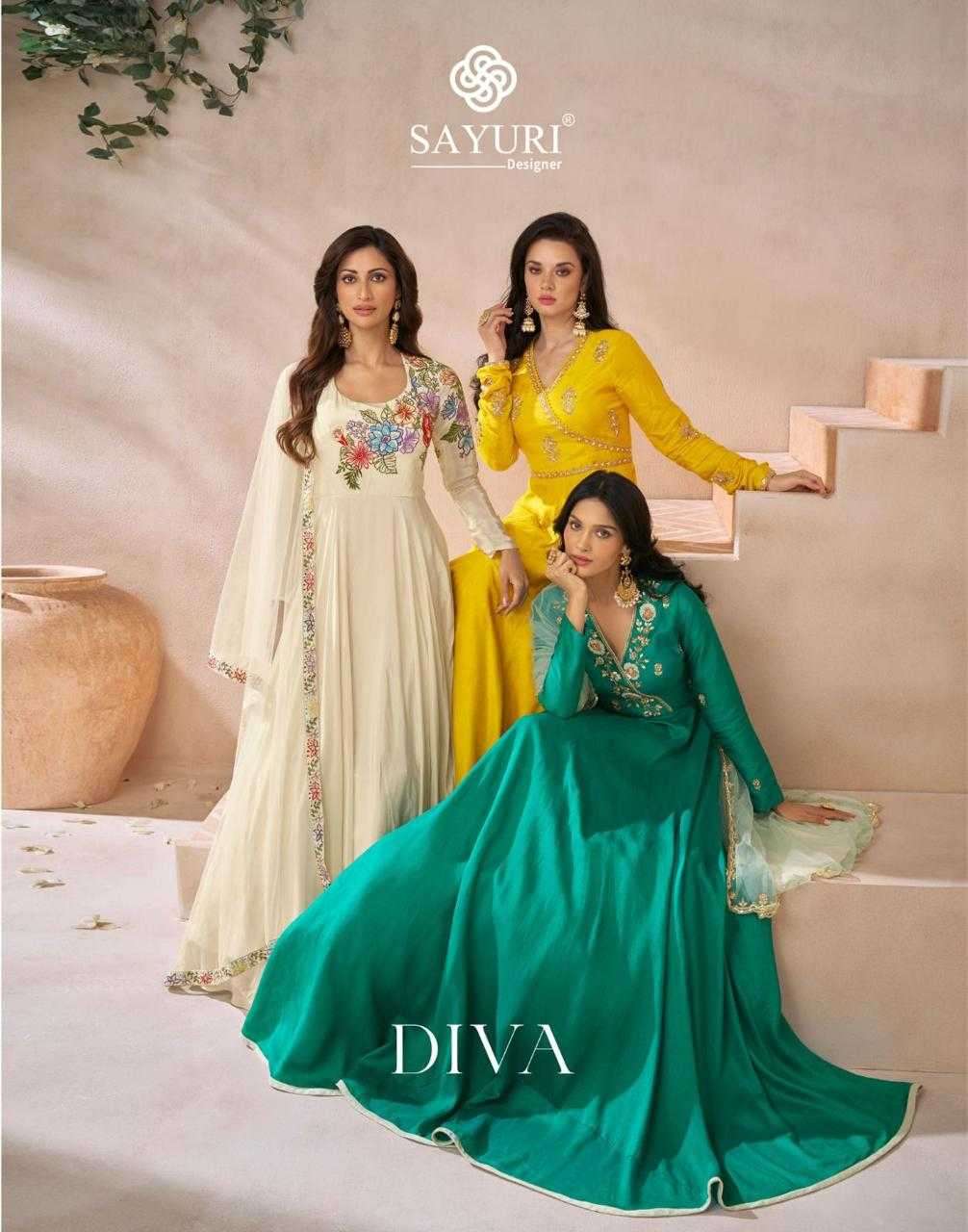 sayuri diva series 5488-5490 premium silk gown with dupatta 