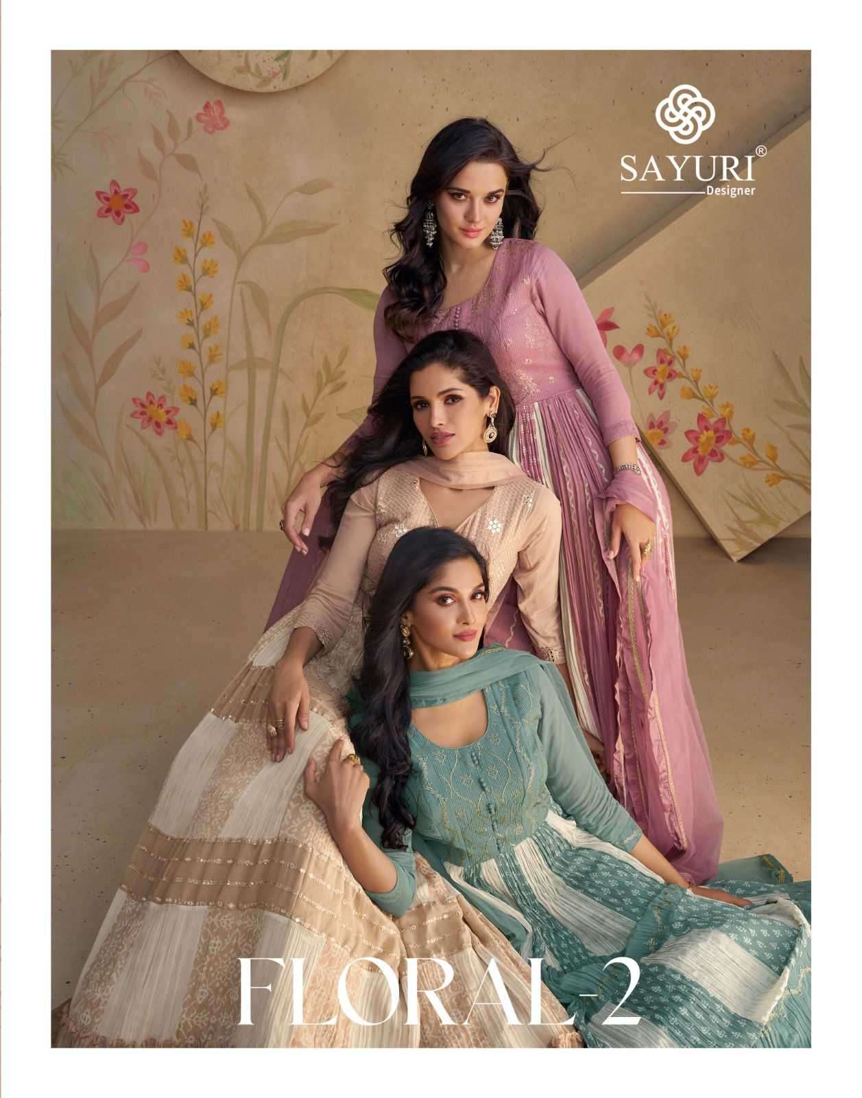 sayuri floral 2 series 5001-5004 real georgette gown with dupatta 