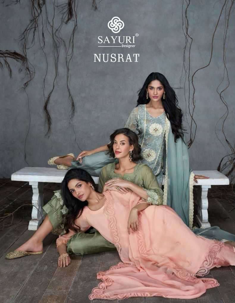 sayuri nusrat series 5322-5325 pure organza silk kurti with dupatta 