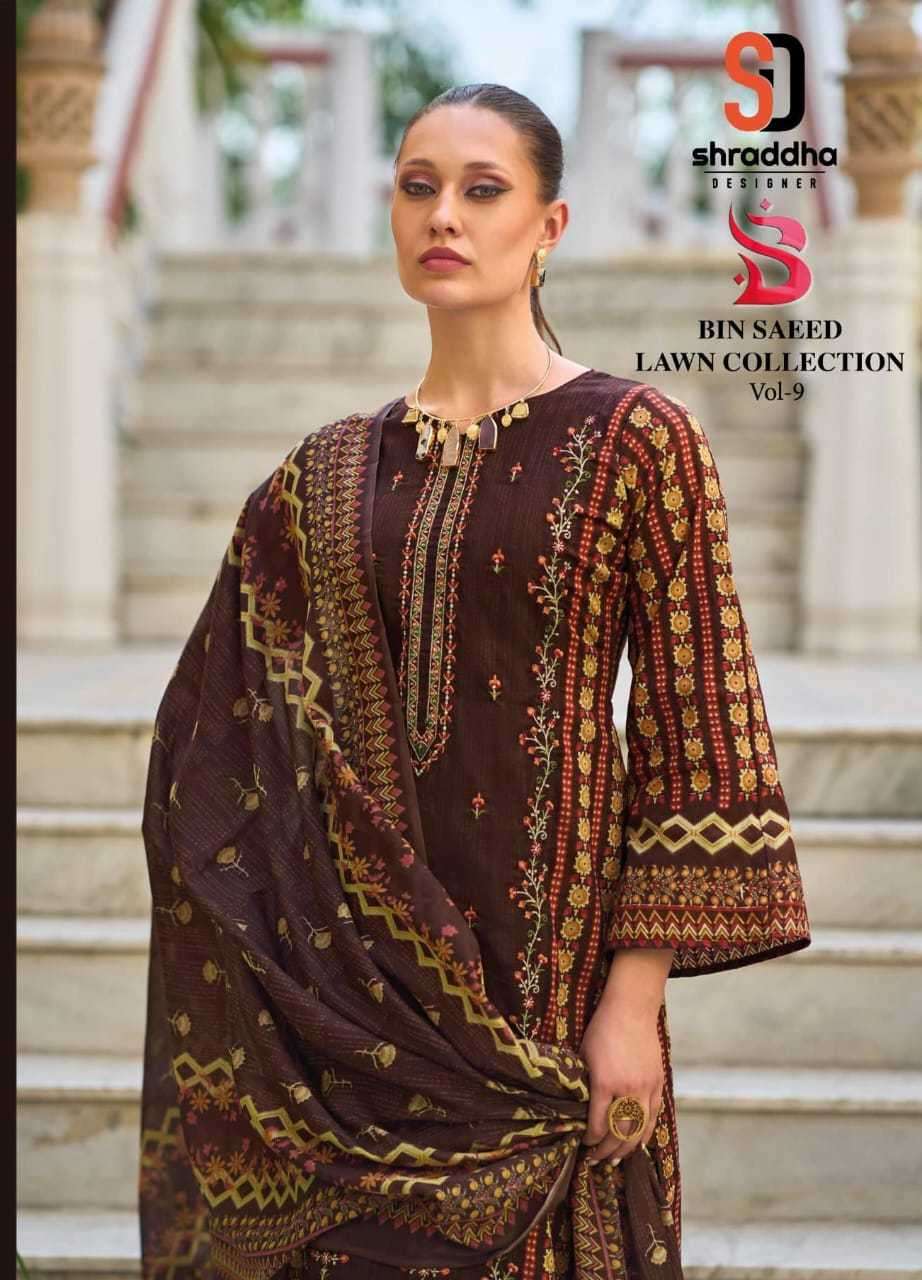 shraddha bin saeed vol 9 series 9001-9004 Pure Cotton suit