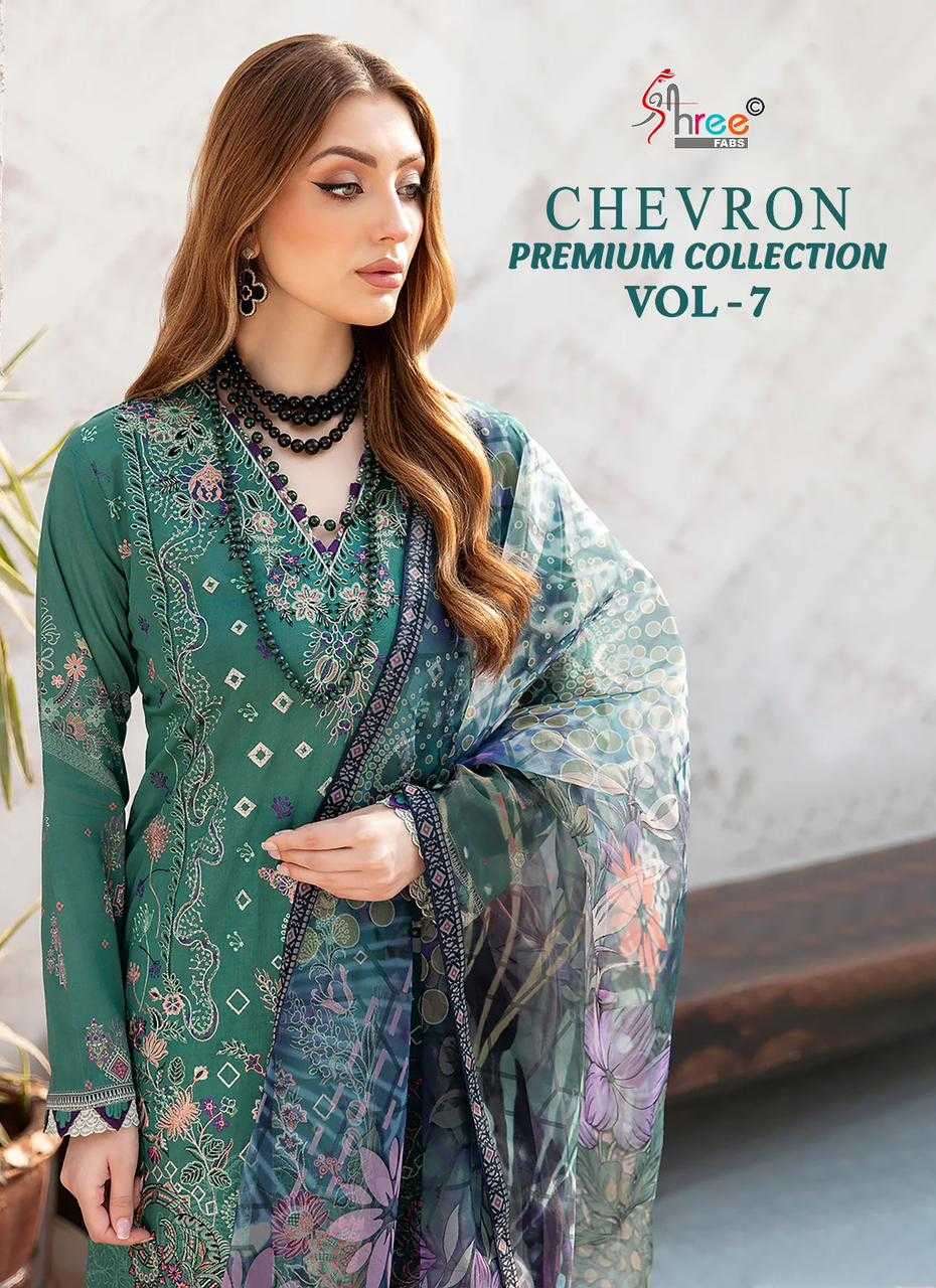 shree fabs chevron premium collection vol 7 series 3569-3575 pure cotton suit 