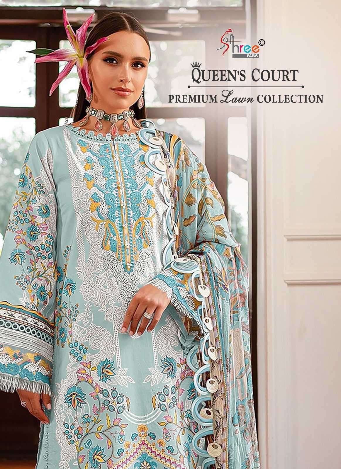 shree fabs queens court premium lawn collection series 3617-3622 pure cotton suit 