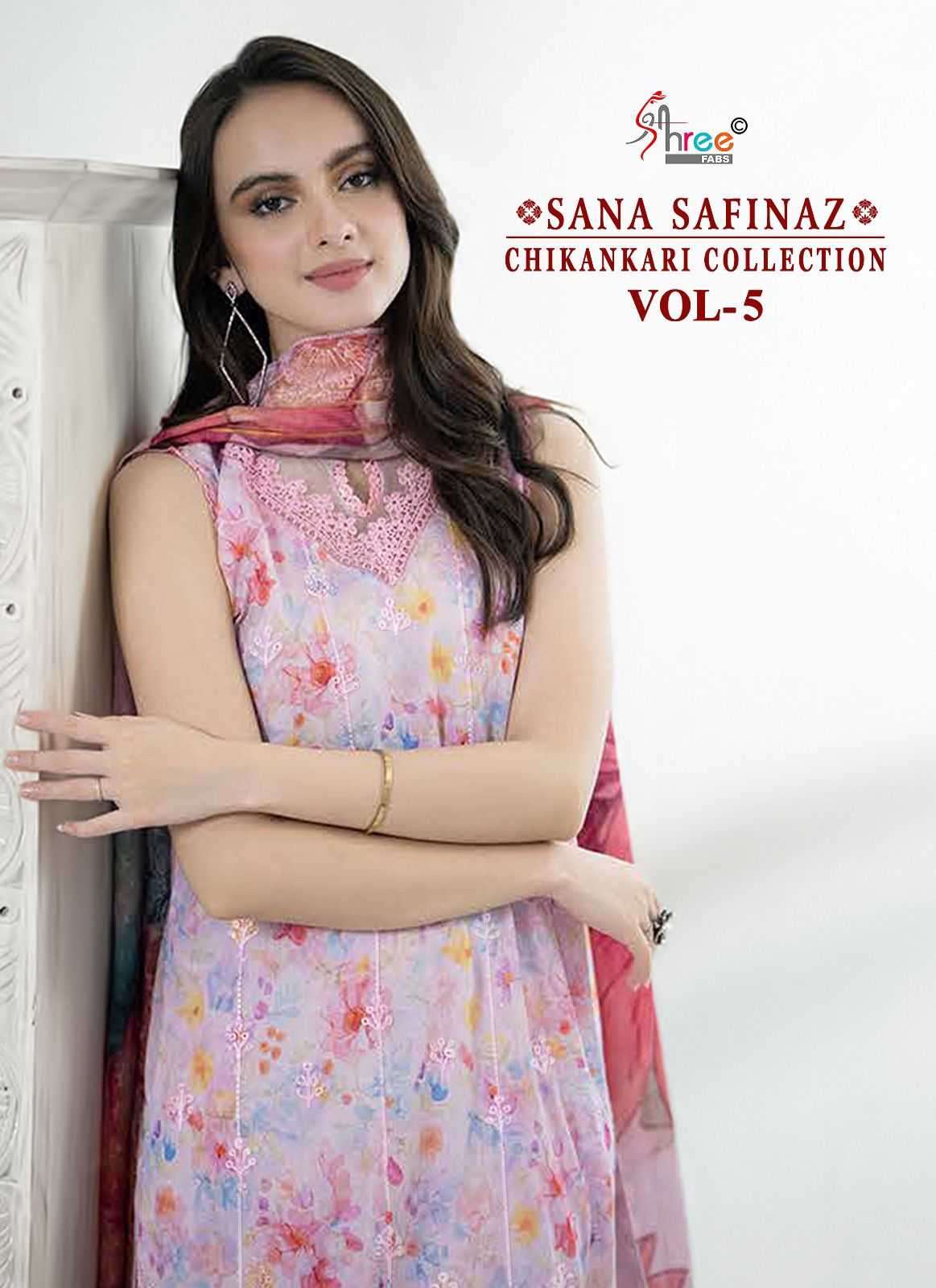 shree fabs sana safinaz chikankari collection vol 5 series 3541-3546 pure cotton suit