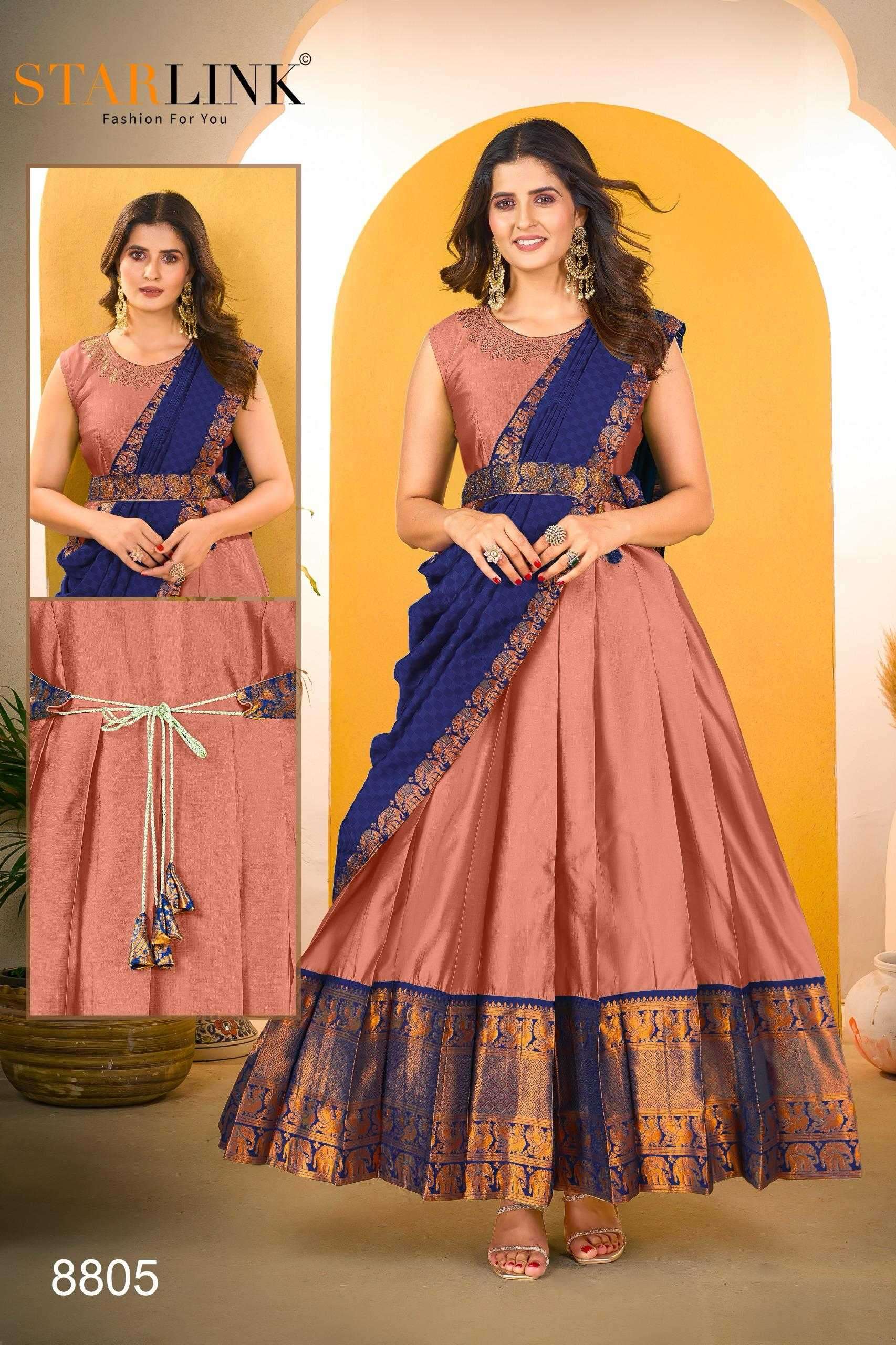 starlink dulhan series 8801-8807 readymade weaving gown with dupatta 