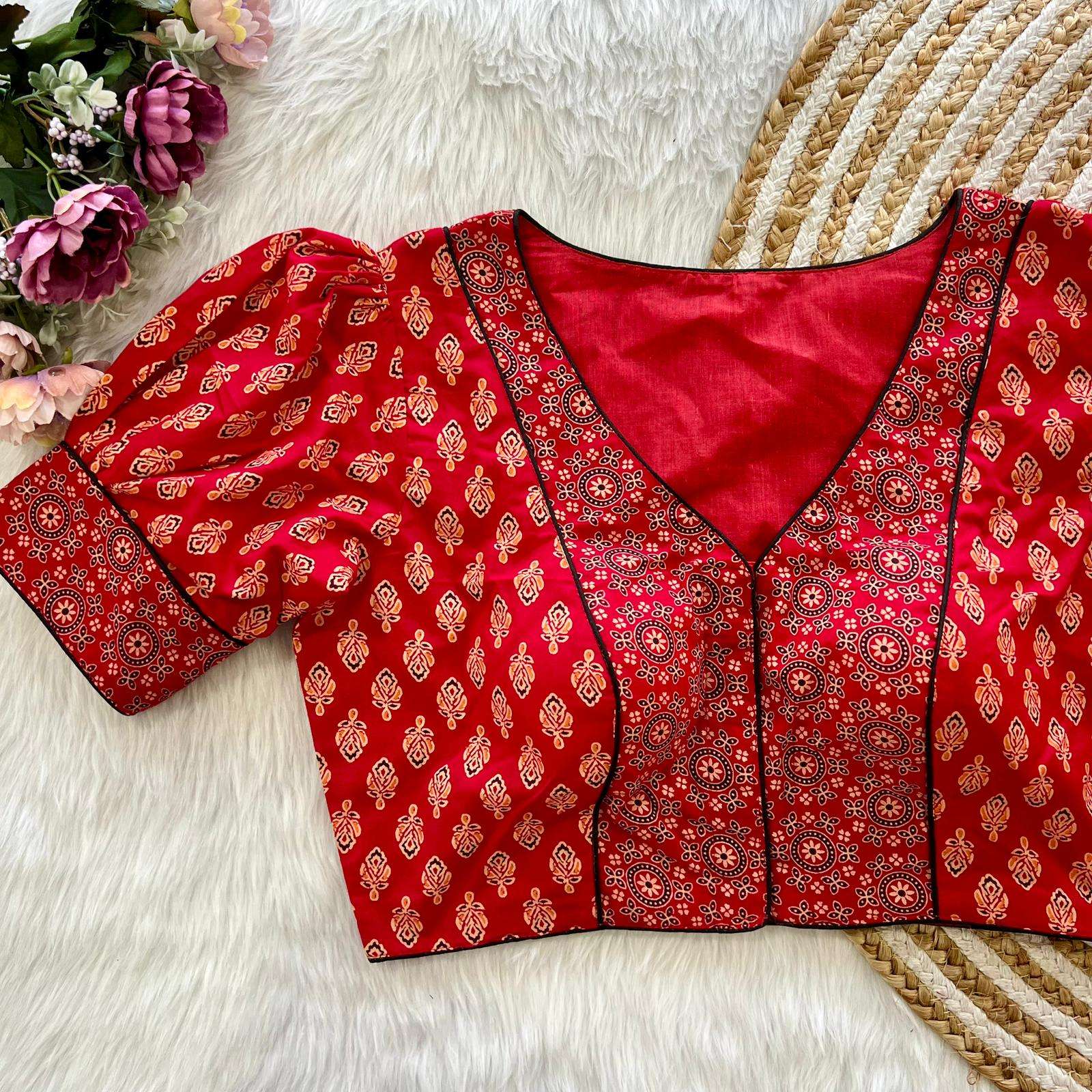 SUMMER SPECIAL PURE ORIGINAL AJRAKH PRINT COTTON BLOUSE 