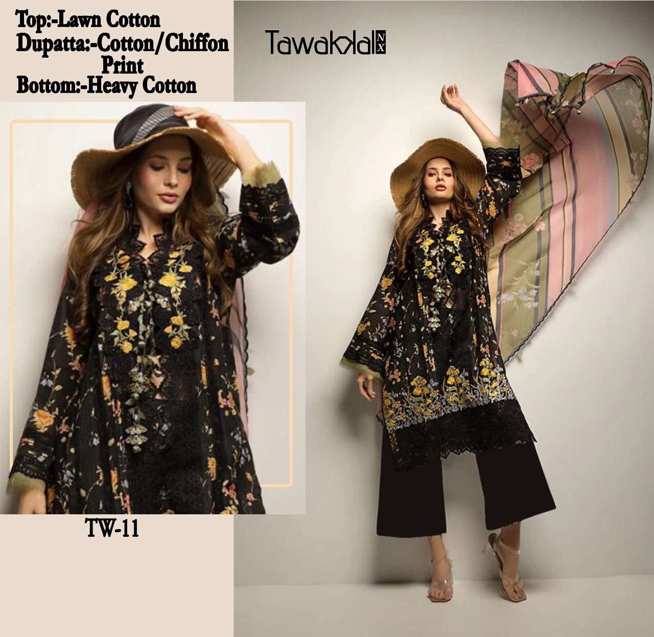 tawakkal series TW-11 To 14 designer lawn cotton suit 