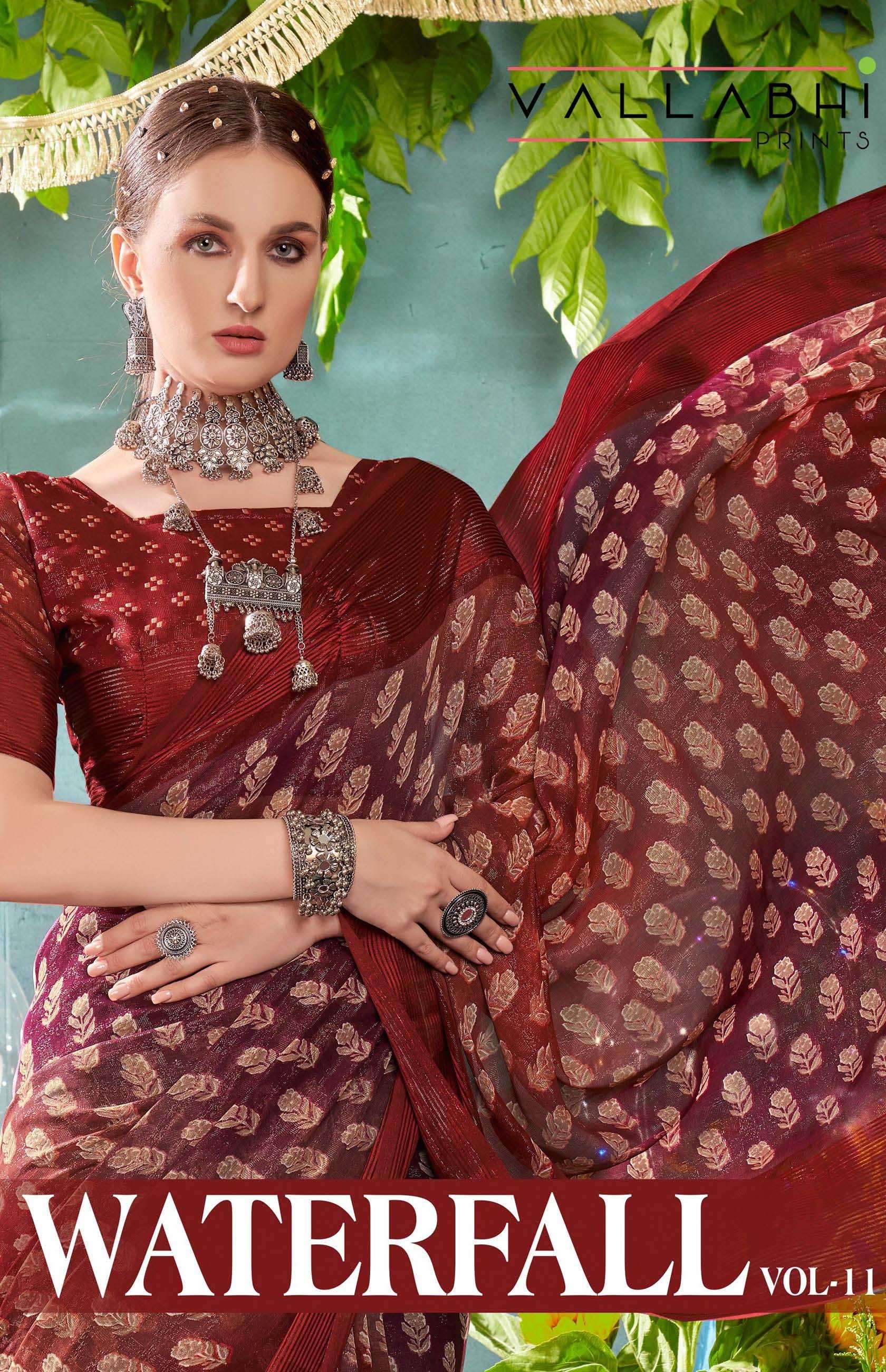 vallabhi prints waterfall vol 11 series 23021-23026 chiffon saree